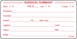 Surgical Summary Veterinary Label