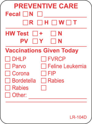 Veterinary Preventive Care Label